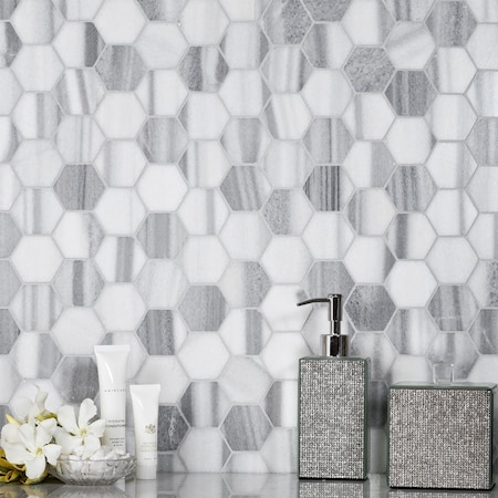 Apollo Tile Sample of Equator Hexagon  11.8"x11.8" Marble Mosaic Tile APLMRM99G28EC88 Sample